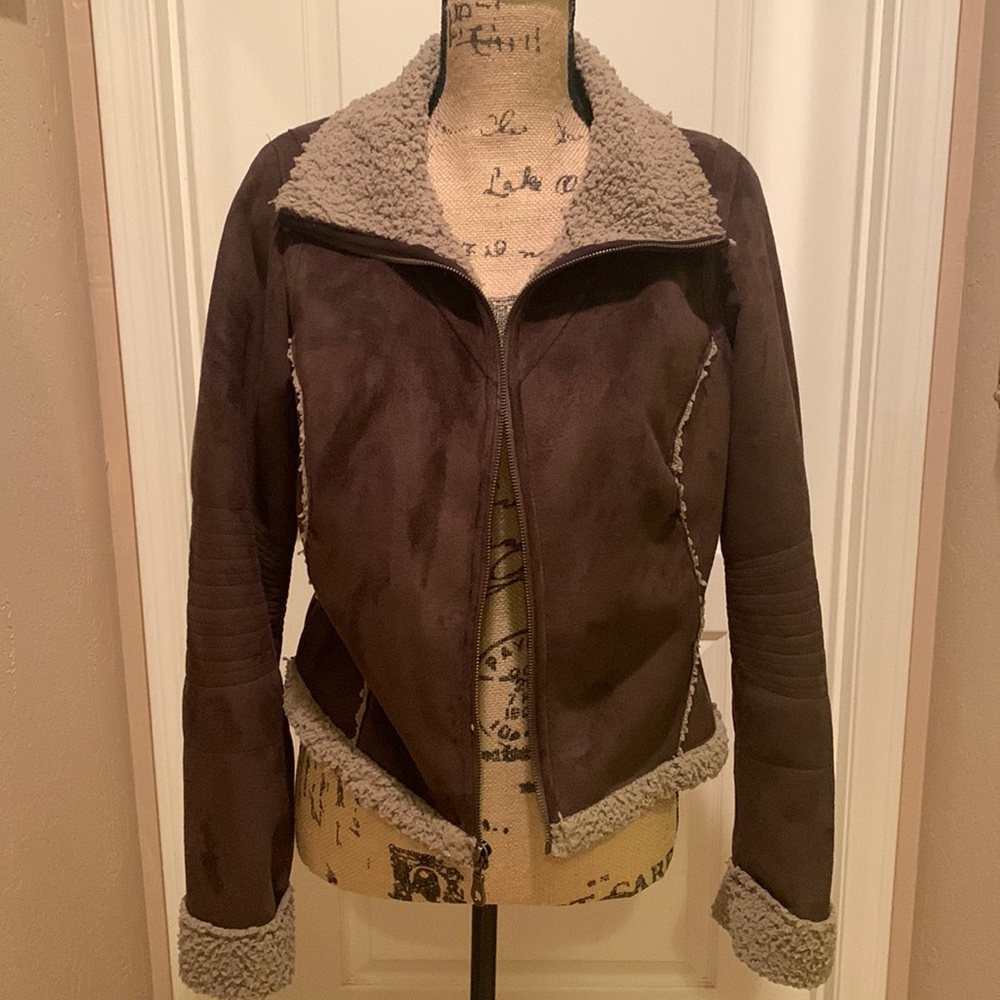 Static faux suede jacket